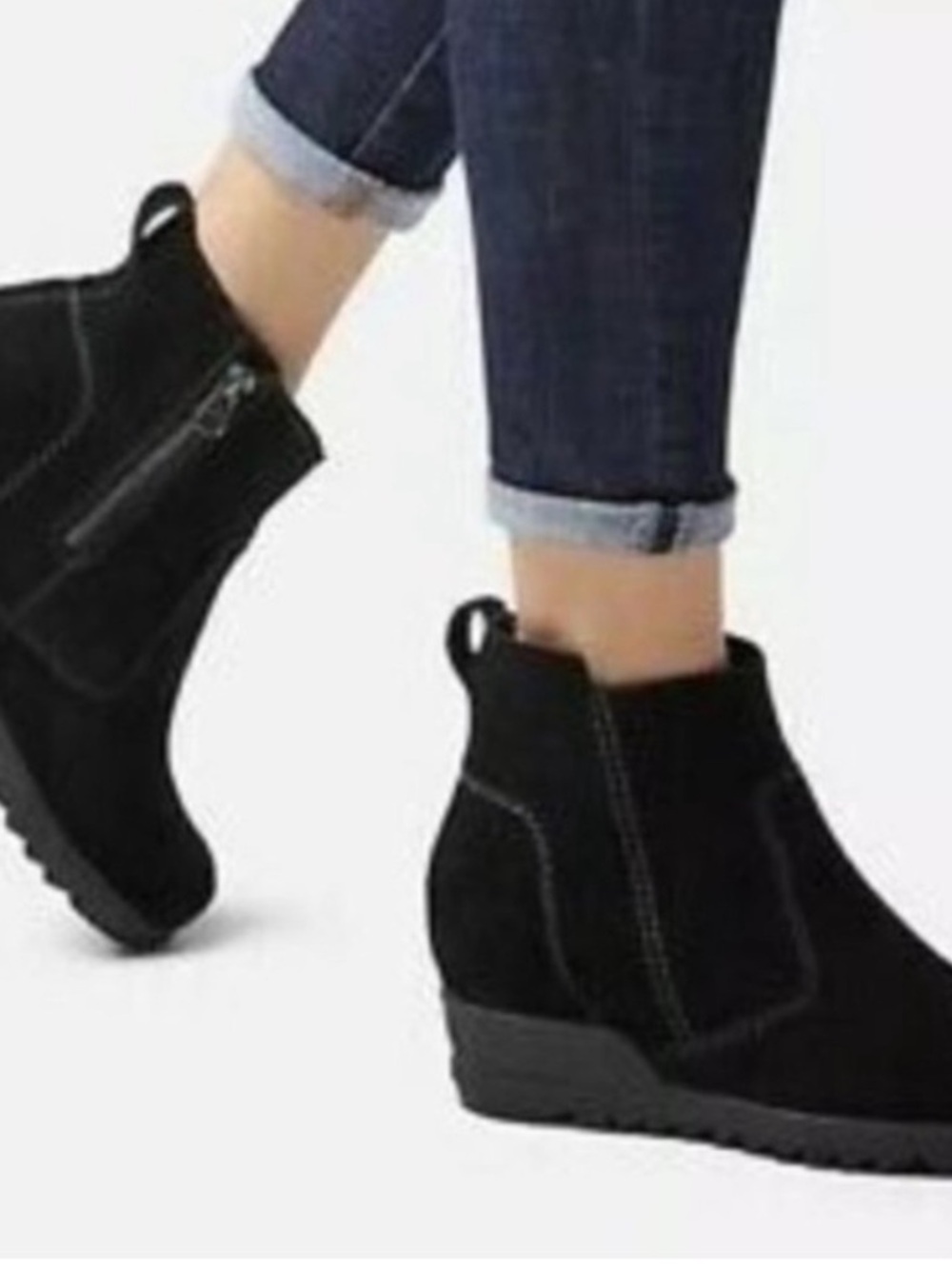Sorel Evie Suede Zip Wedge Ankle Boots